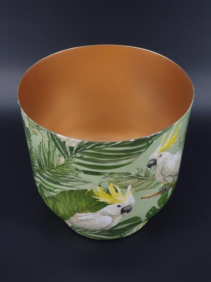 Metalltopf mit Vogeldecor – Kakadu – Bild 4
