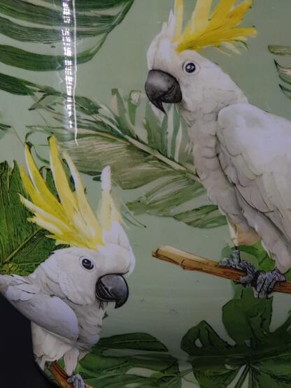 Metalltopf mit Vogeldecor – Kakadu – Bild 3