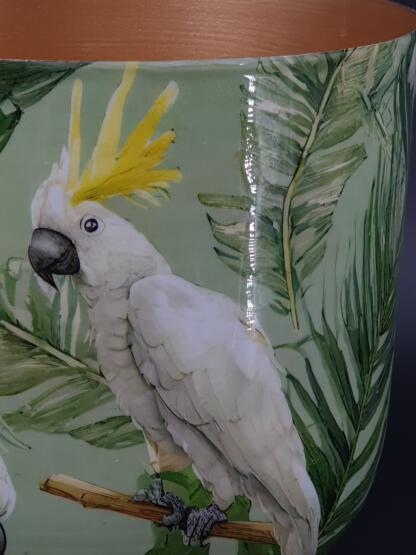 Metalltopf mit Vogeldecor – Kakadu – Bild 2