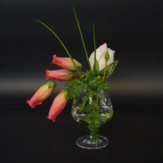 Rose und Kalanchoe im künstlichen Wasser.