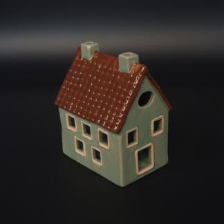 Stilvolles Teelichthäuschen aus glasiertem Keramik