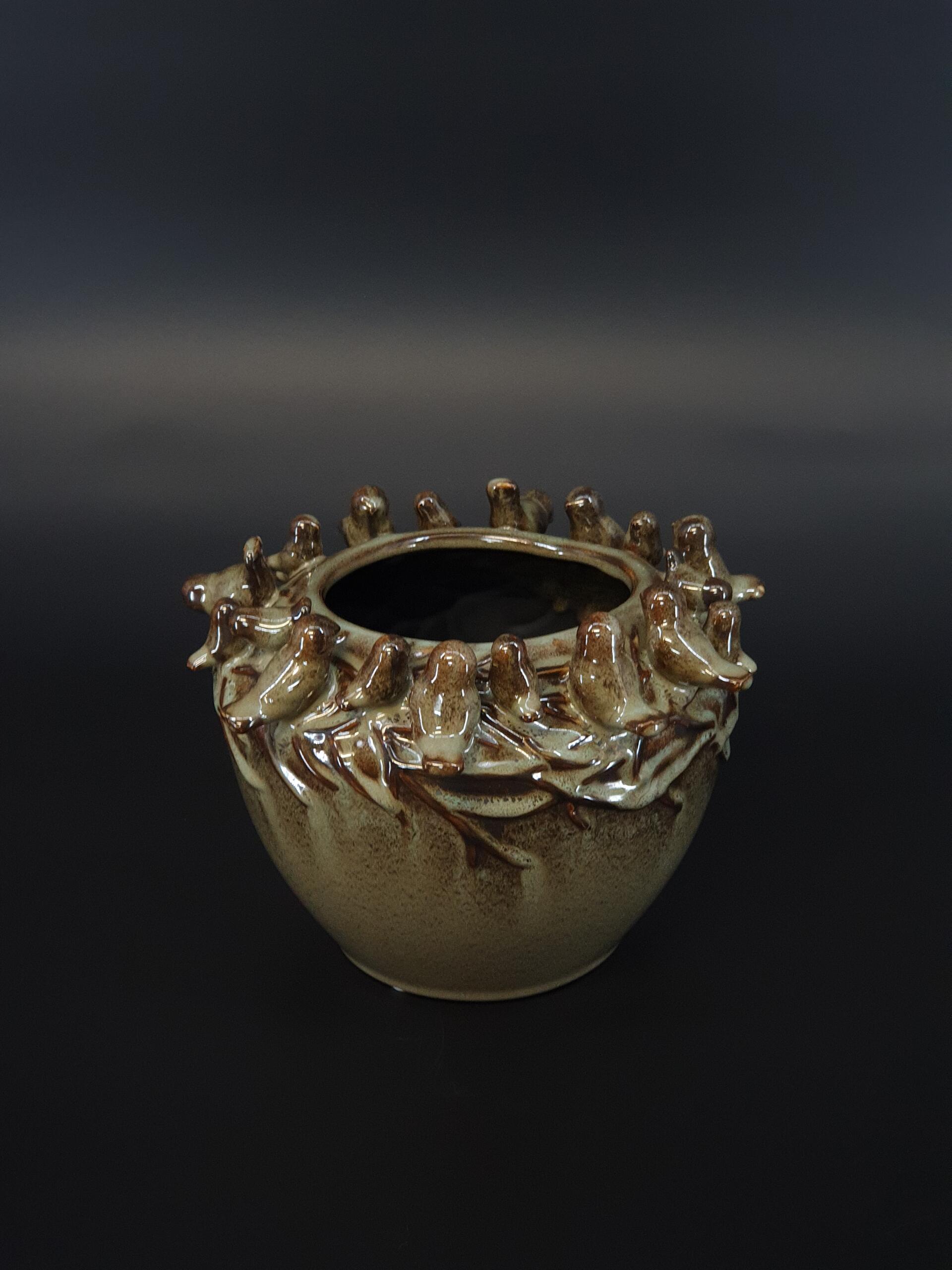 Porzellan-Vase mit Vogeldekoration