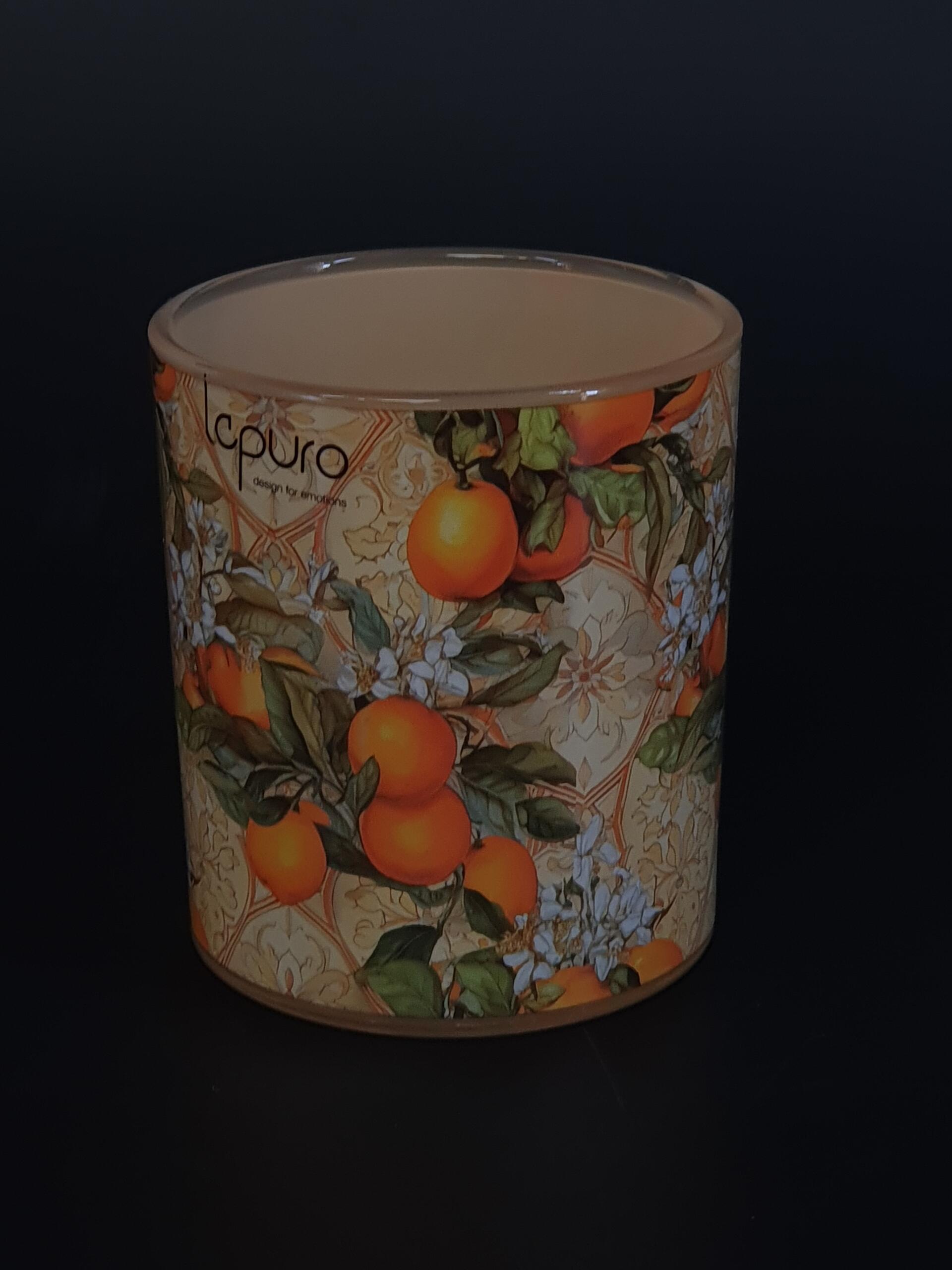 Windlicht mit Orangenzweig-Dekor