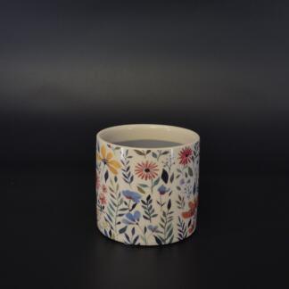 Übertopf mit buntem Sommerblumen-Design, Klein