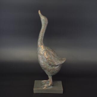 Dekorative Ente auf Fuß in Bronze-Optik, Klein