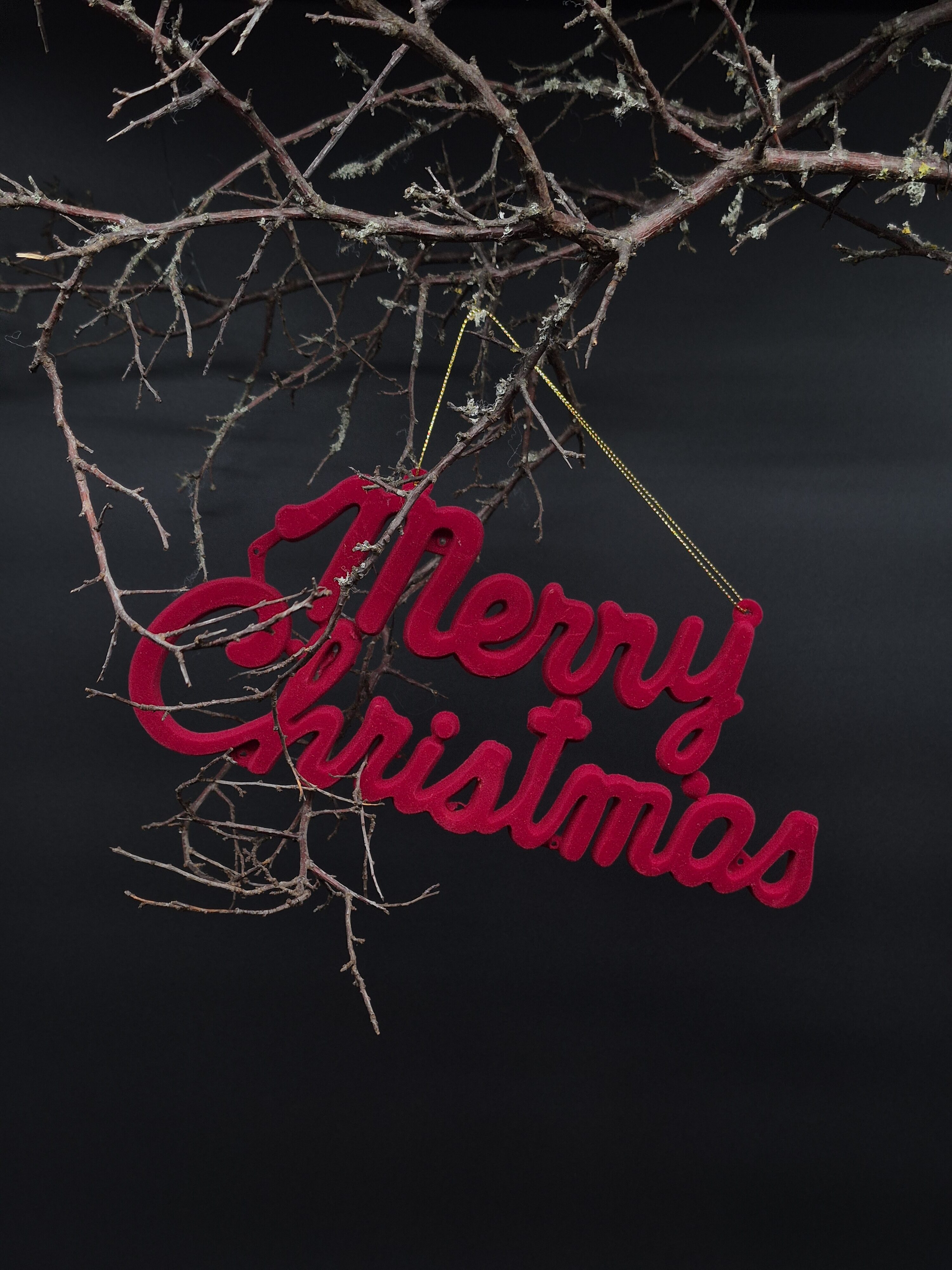 „Merry Christmas“ Schriftzug aus Samt.